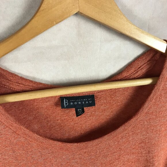 BOBEAU Plus Size Rustic Tie front Asymmetrical Knit Top 2X - Picture 7 of 7